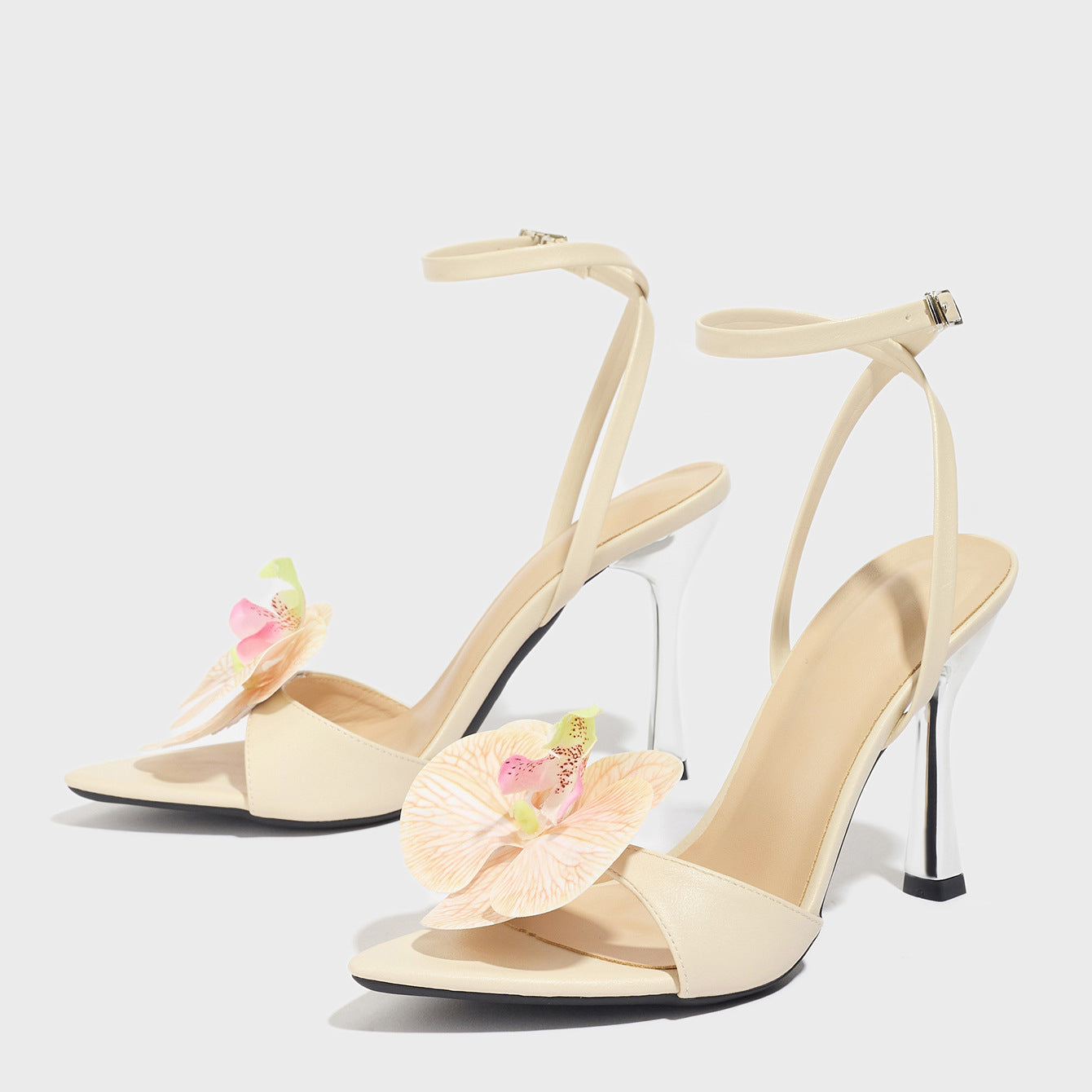 Women's Three-dimensional Flower Pointed-toe Stiletto Sandals