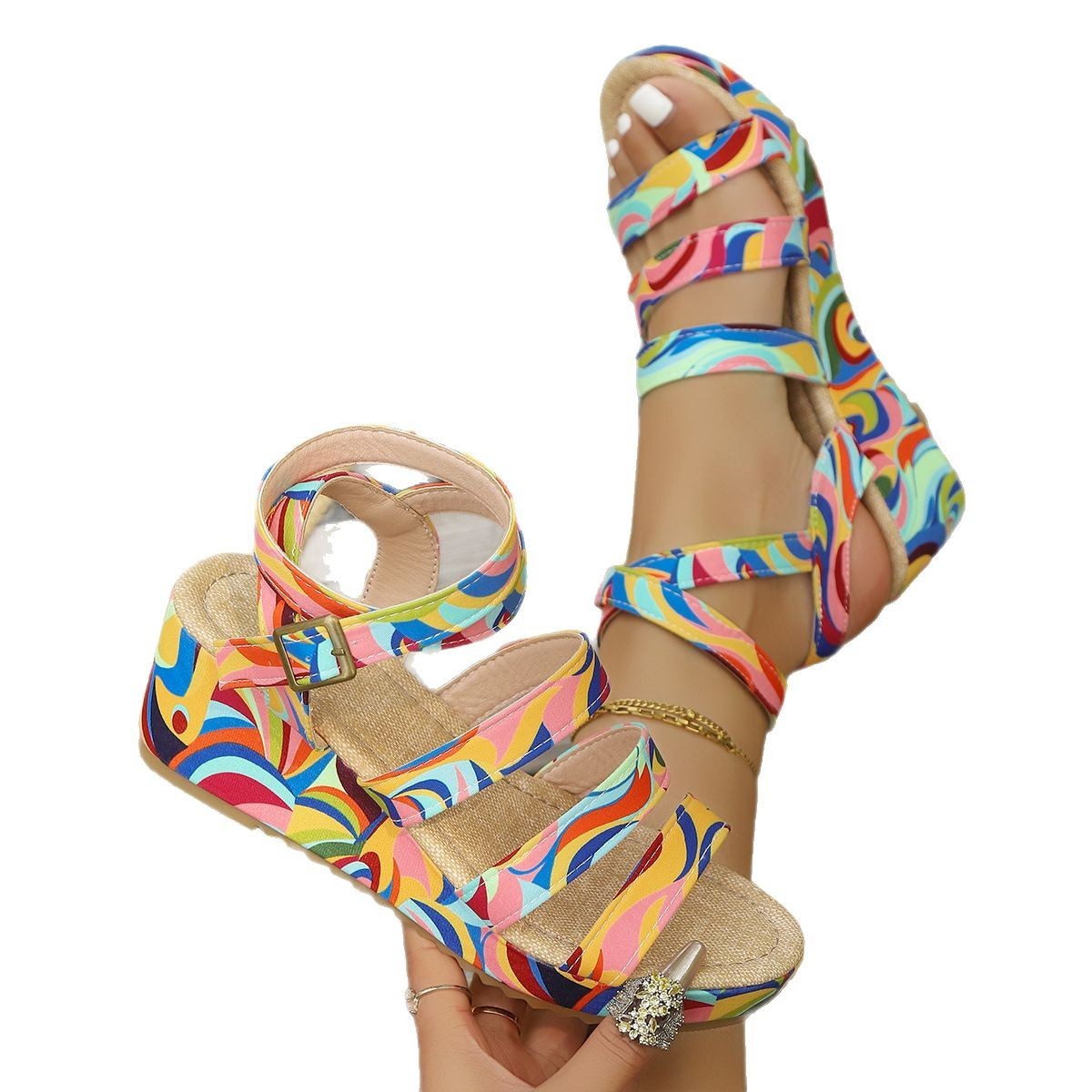 Buckle Wedge Lightweight European And American Women's Sandals