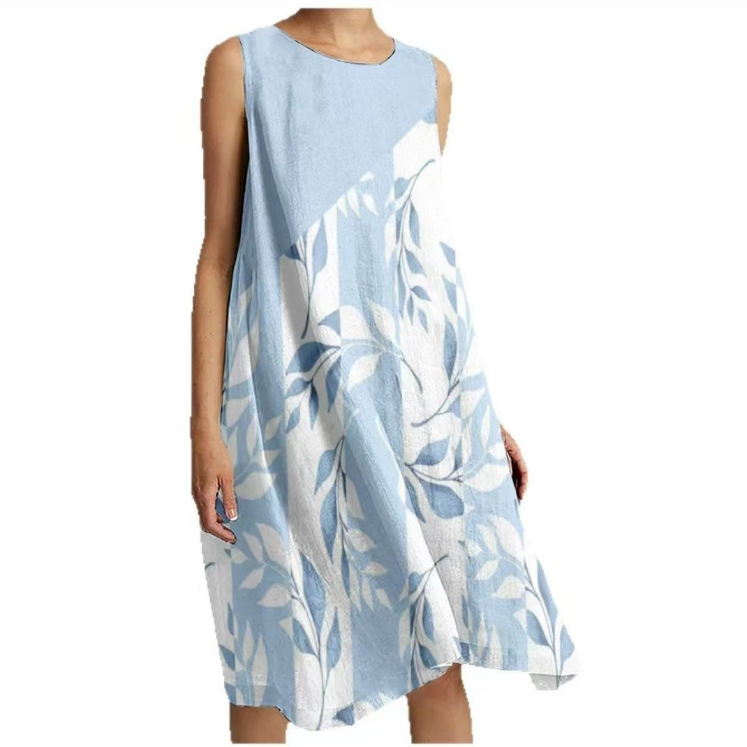 Printed Loose Vacation Casual Sleeveless Vest Skirt