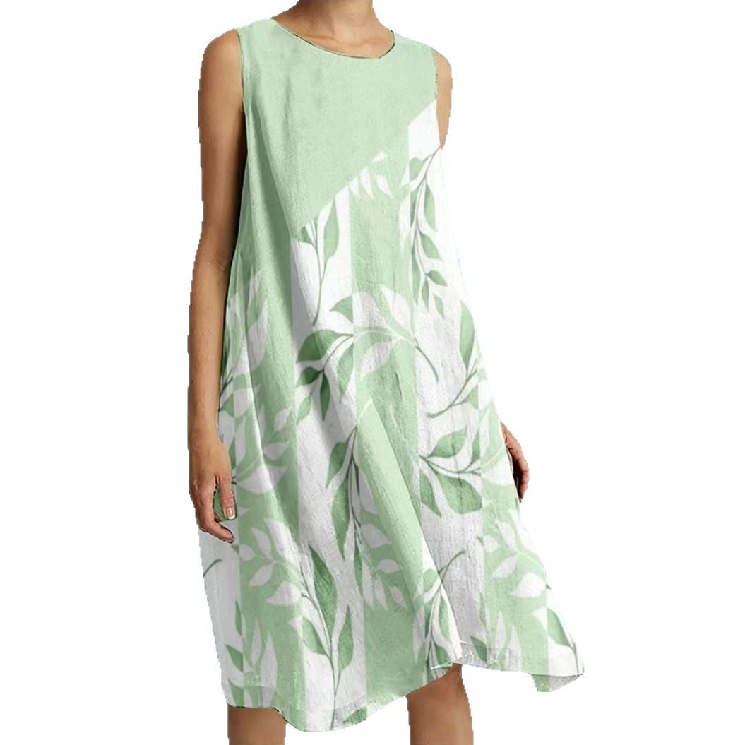 Printed Loose Vacation Casual Sleeveless Vest Skirt