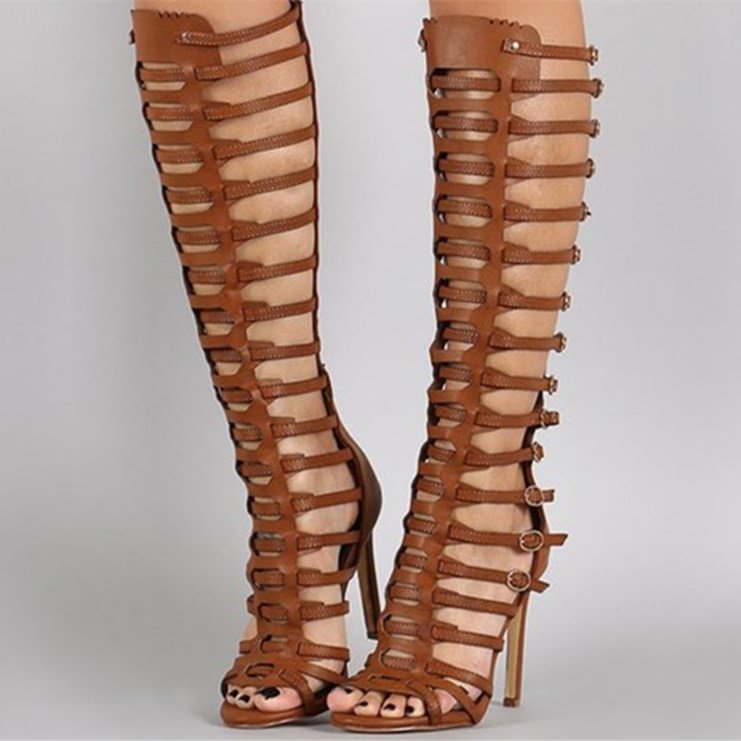 Ins Fashion Runway Laser Hollow Open Toe Roman Style Sandals