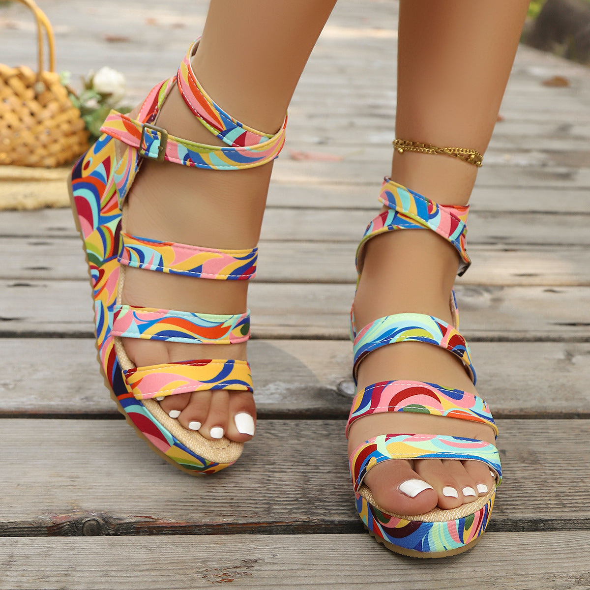Buckle Wedge Lightweight European And American Women's Sandals