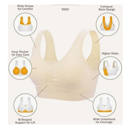 3-Pack Sports Bras For Women, Padded Strappy Racerback Push Up Open Back Medium Support Sports Yoga