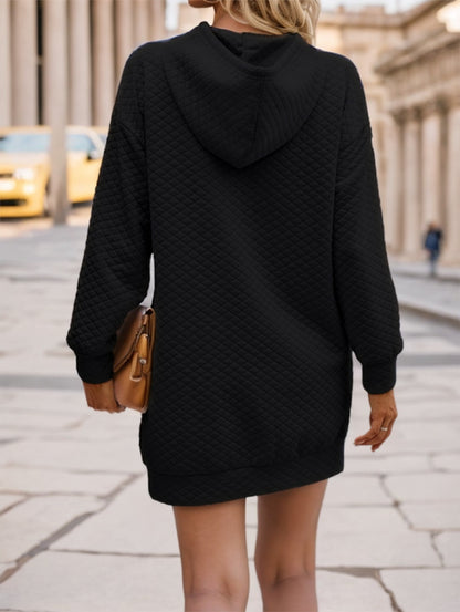 Elegant Diamond-Quilted Hoodie Dress
