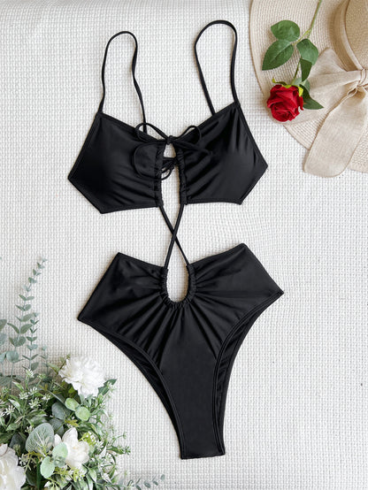 Sleeveless Hollow Hot Spring One-piece Swimsuit Woman